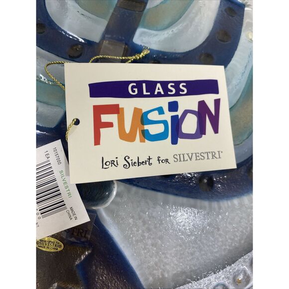 Lori Siebert For Silvestri Fused Glass Menorah Hanukkah Plate New In Box - Picture 10 of 11